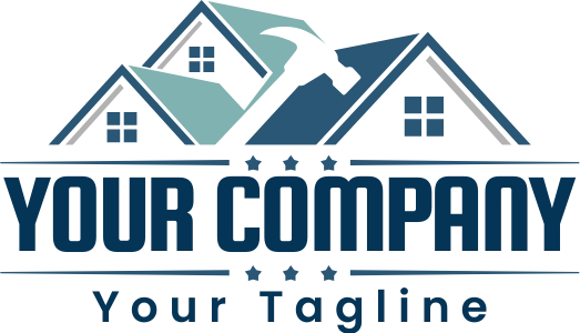 Logo with two overlapping house rooftops above the words "Your Company" in bold letters and "Your Tagline" in smaller text below.
